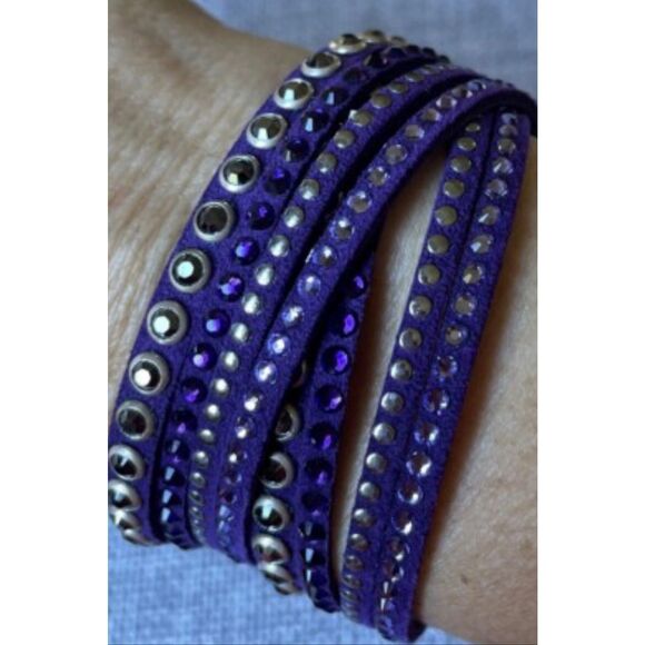 Swarovski Slake Mauve Purple Dot Wrap Bracelet with double snap closure NWT - Picture 4 of 4